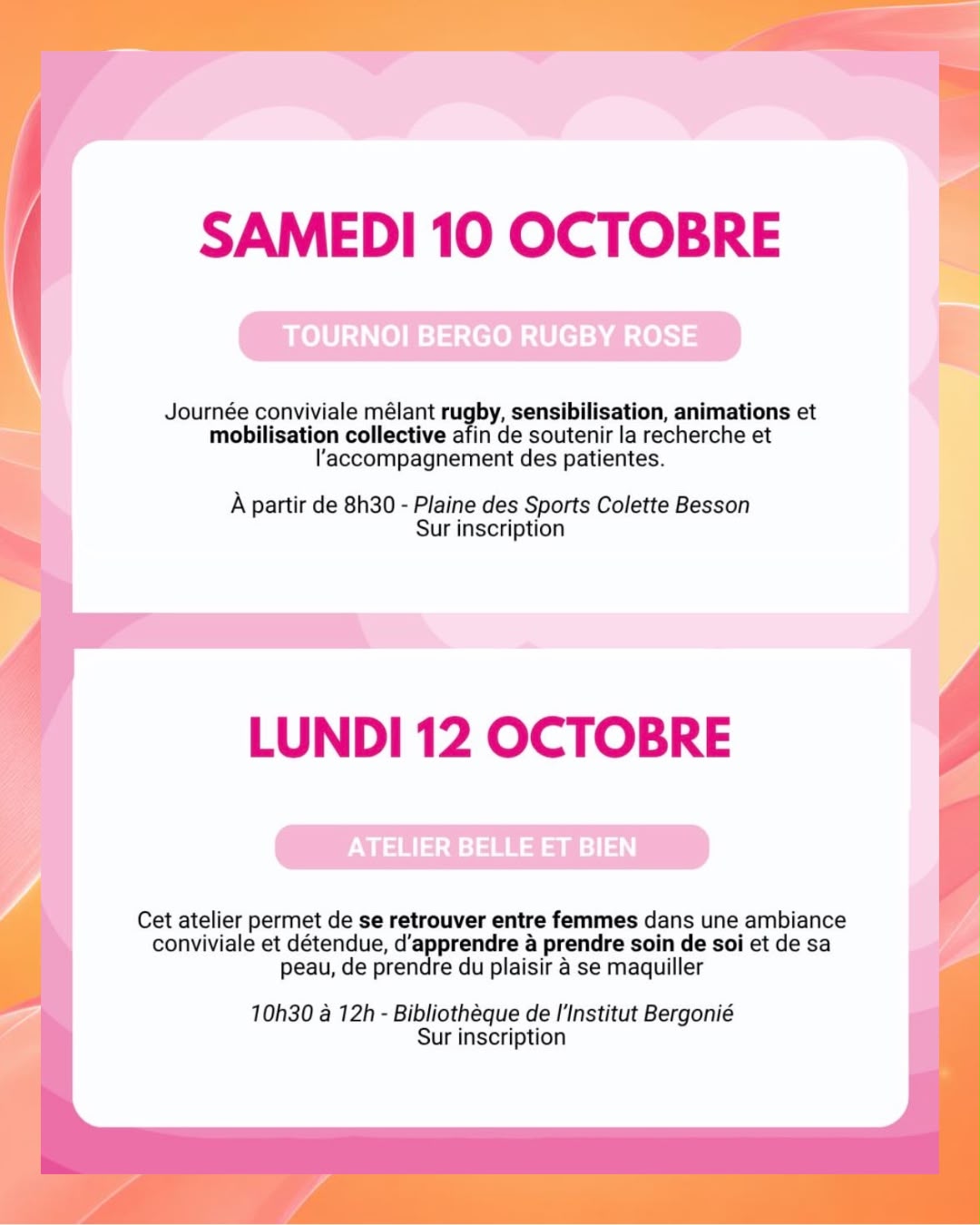Programme des 10 et 12 octobre 2026 à l'Institut Bergonié