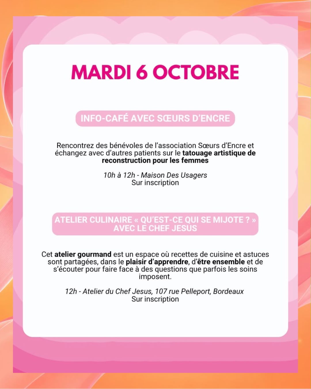 Programme du mardi 6 octobre 2026 à l'Institut Bergonié